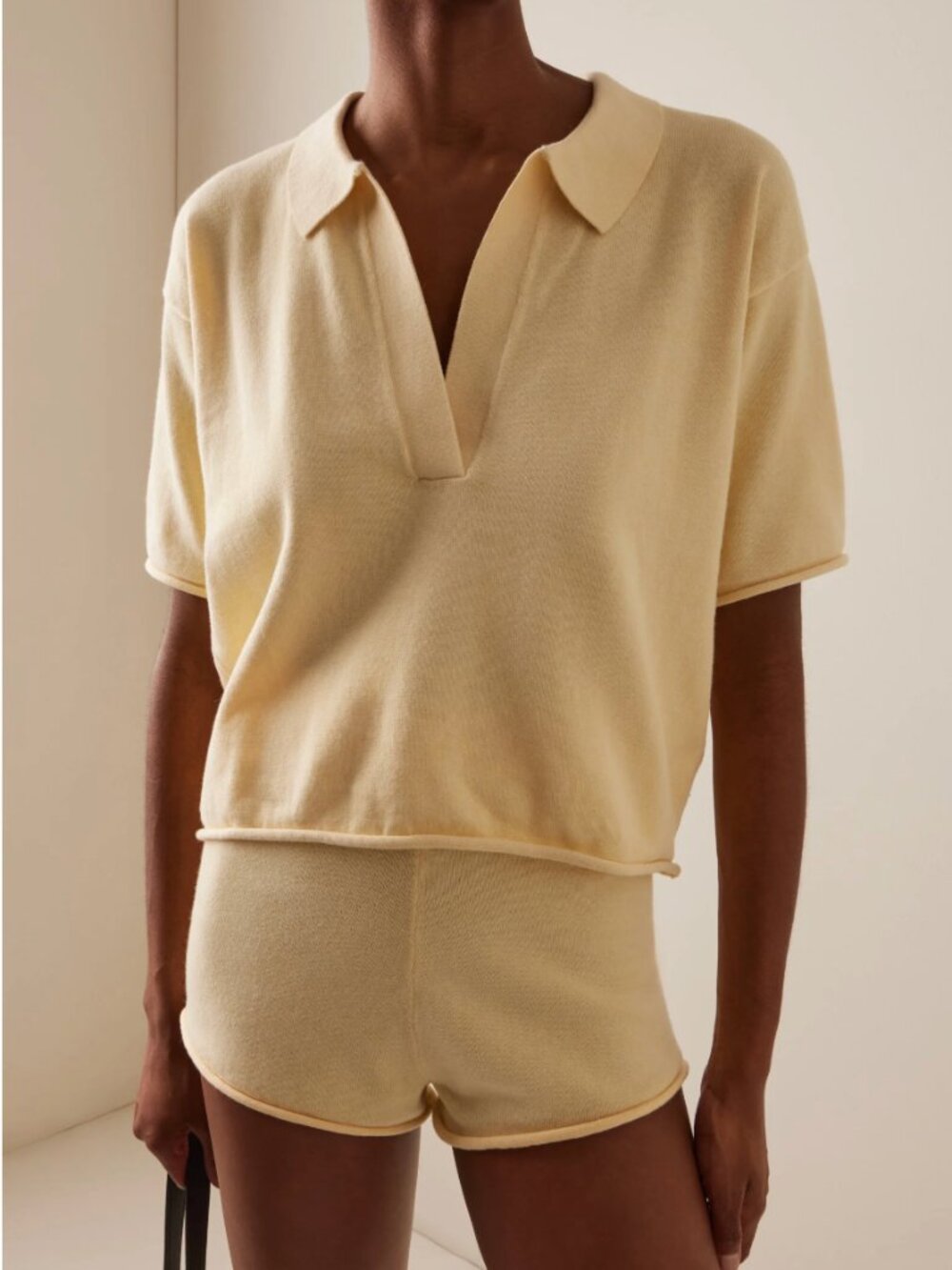 NEW La Porte Swim Josie Cotton Cashmere Polo in Butter Yellow